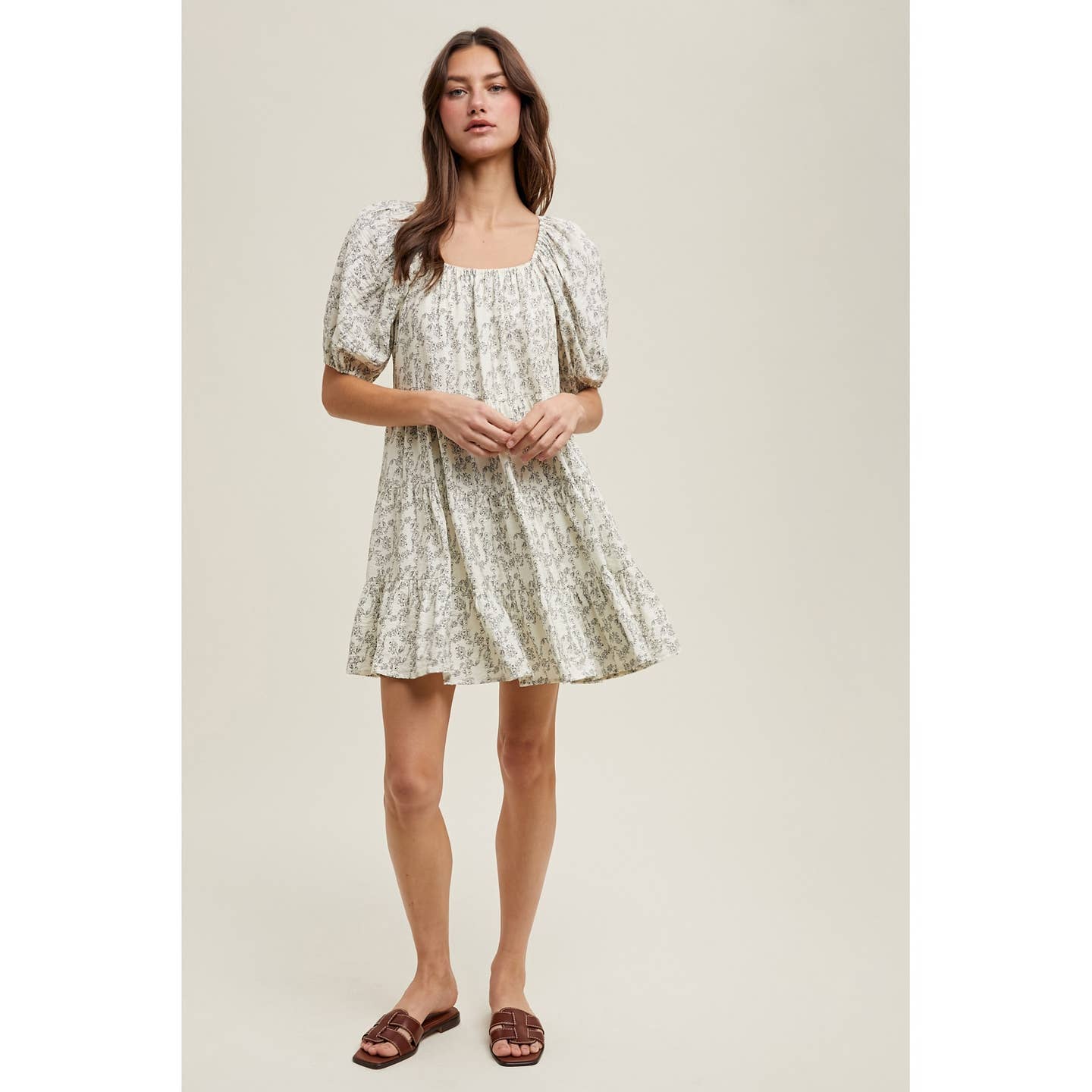 Floral Teired Puff Dress