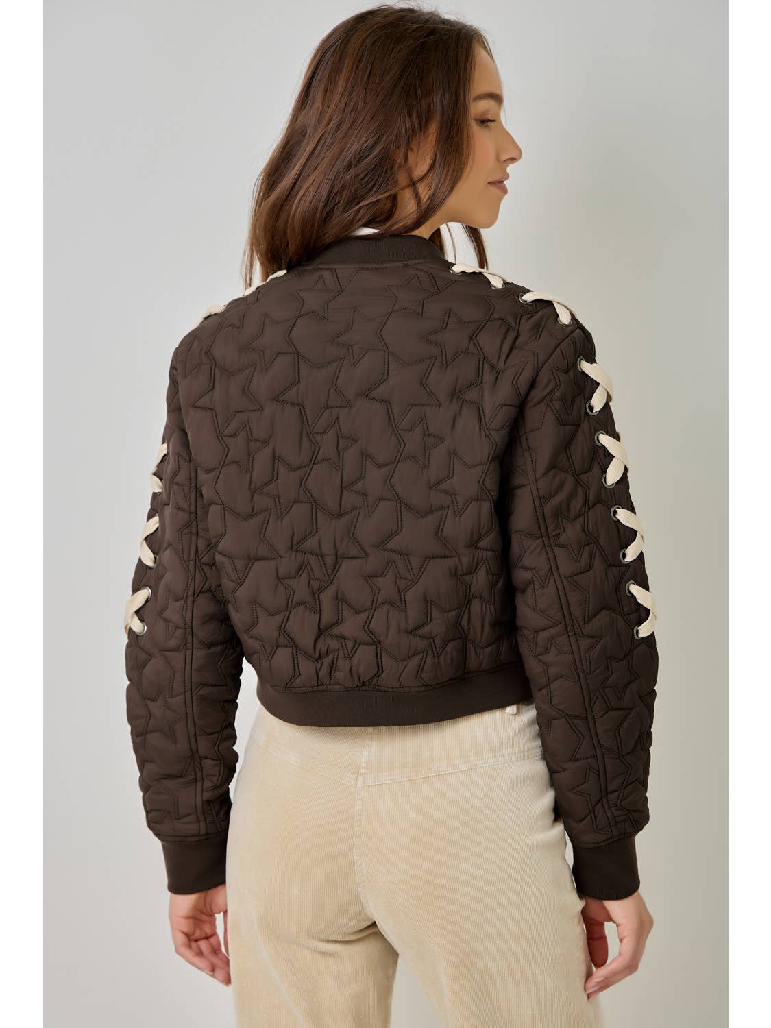 Lace Up Star Bomber Jacket
