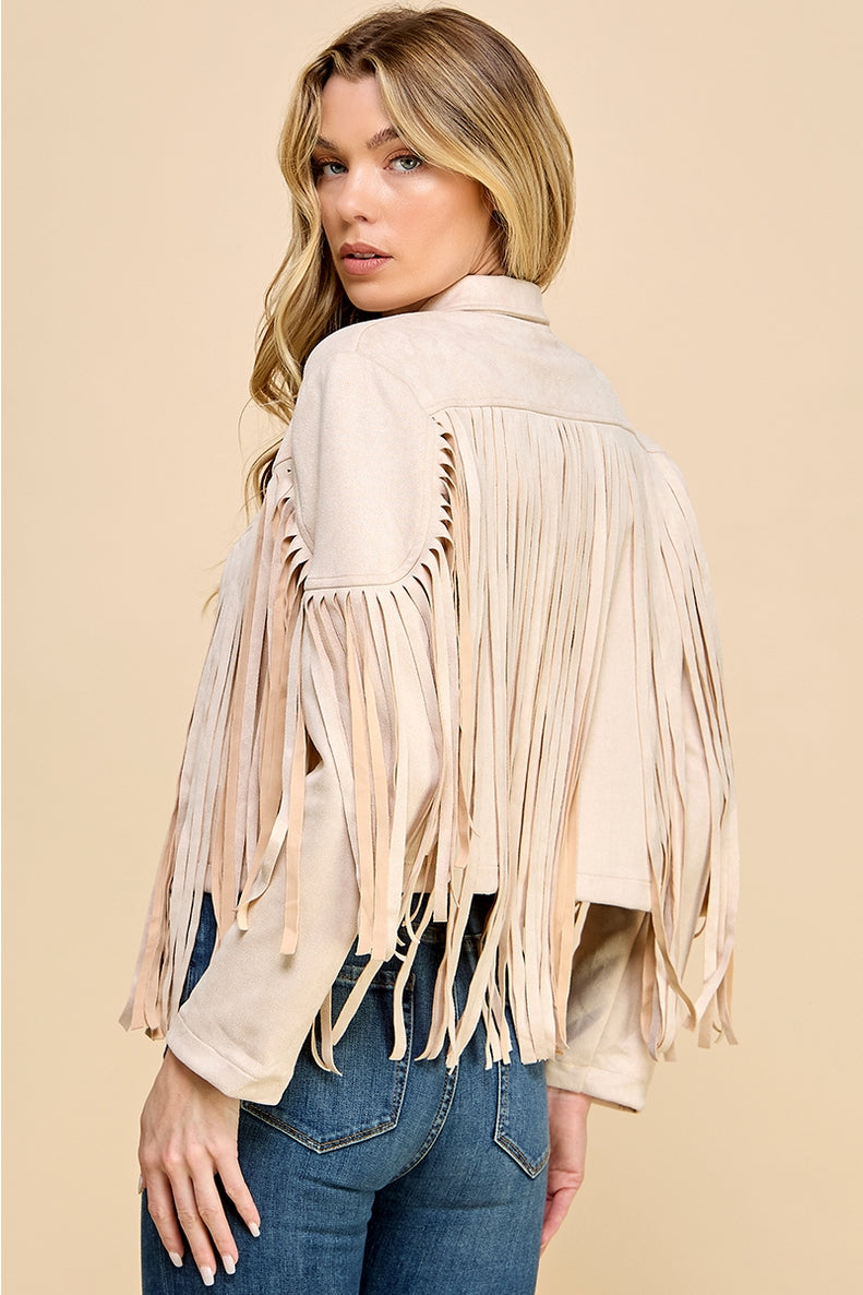 Faux Suede Fringe Jacket