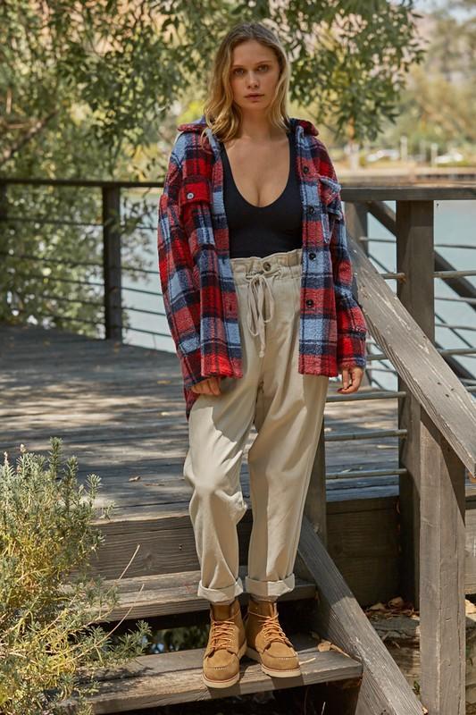 Fluffy Red & Blue Shacket