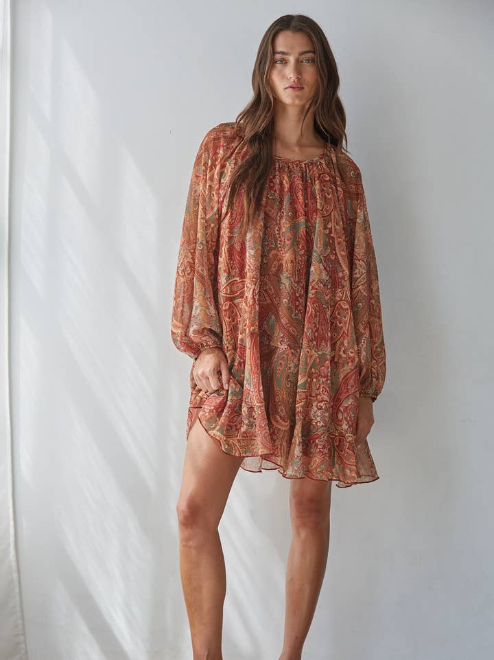 Paisley Print Mini Dress