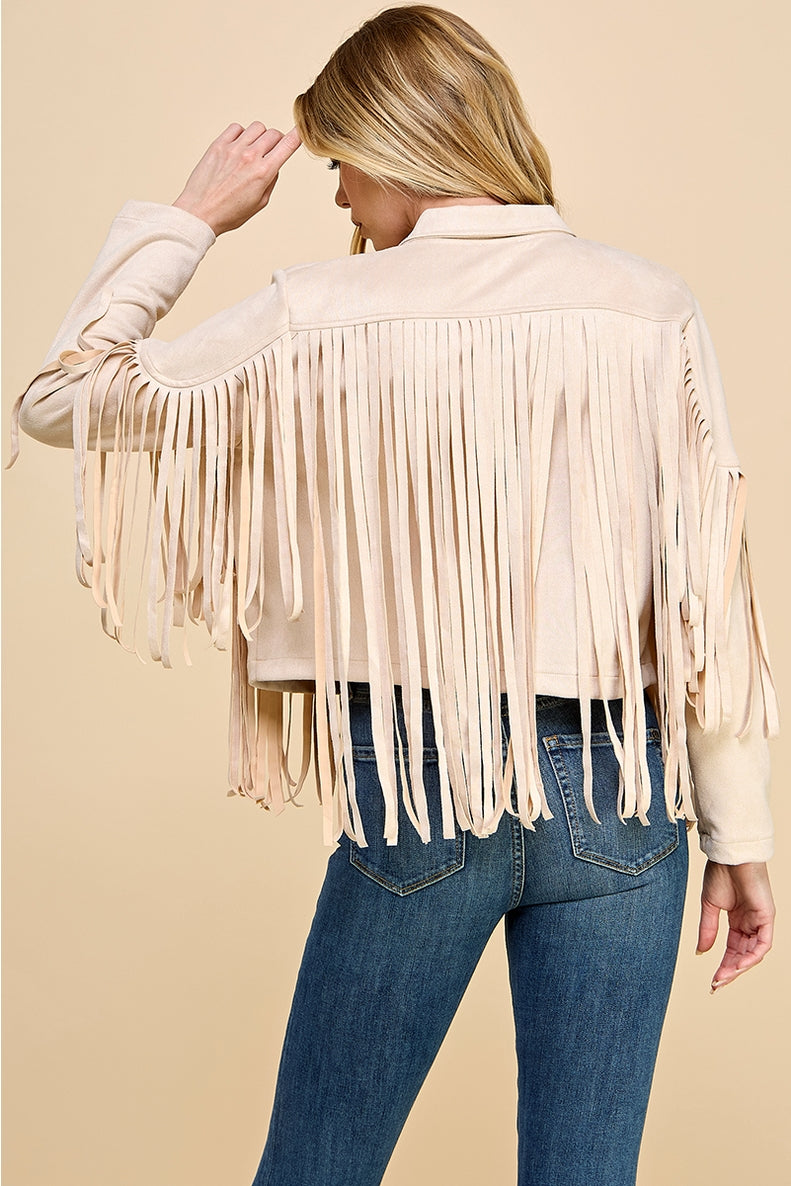 Faux Suede Fringe Jacket