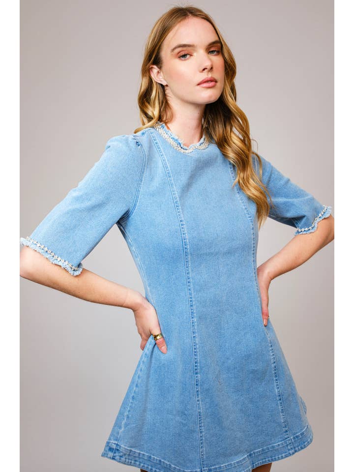 Jeweled Trim Midi Dress