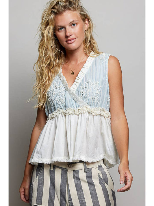 V Neck Embroidered Tank