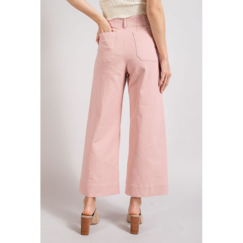 Washed Soft Flared Pants - Pink