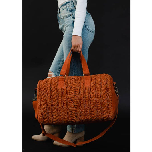 Rust Cable Knit Duffel