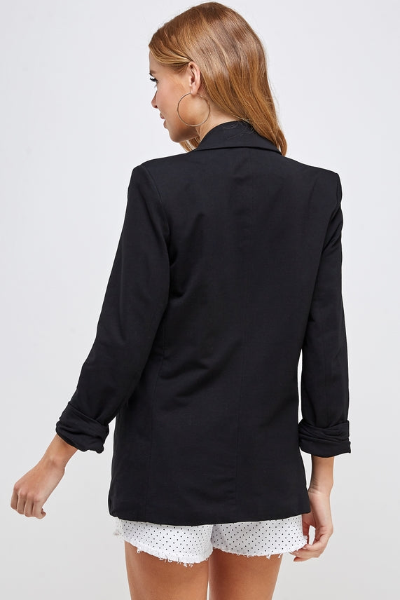 Solid Open Blazer Black