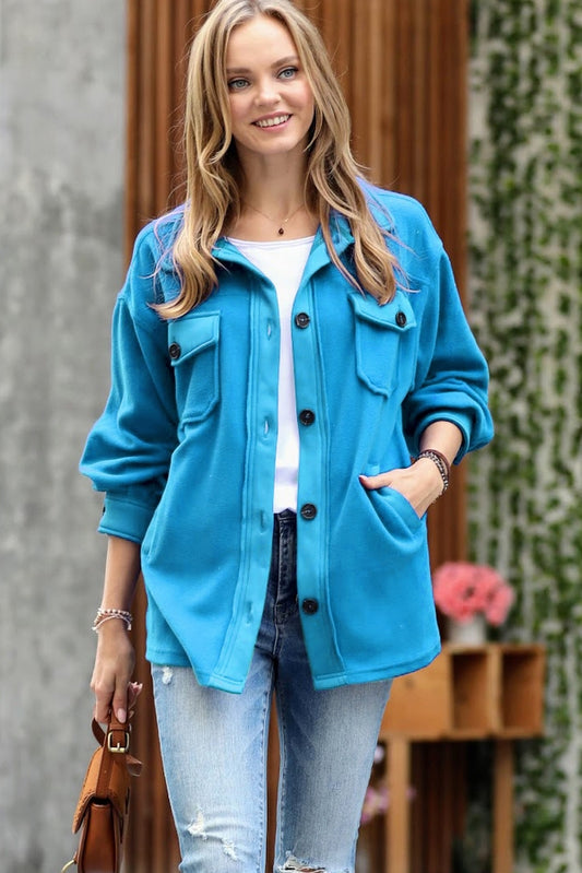 Light Teal Fleece Shacket