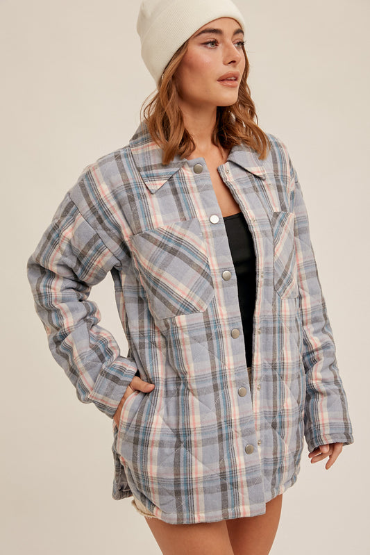 Quilted Plaid Snap Shacket