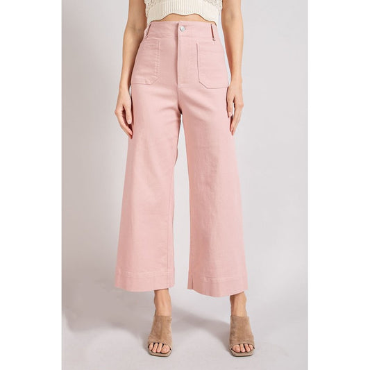 Washed Soft Flared Pants - Pink