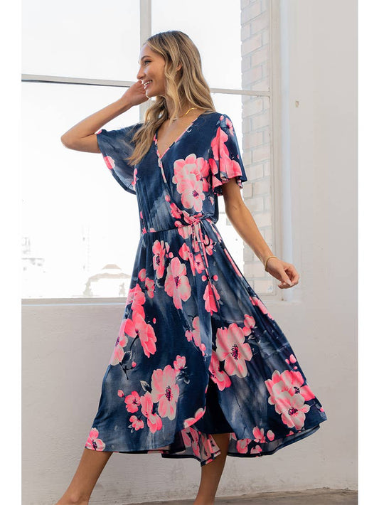 Floral Print Wrap Dress