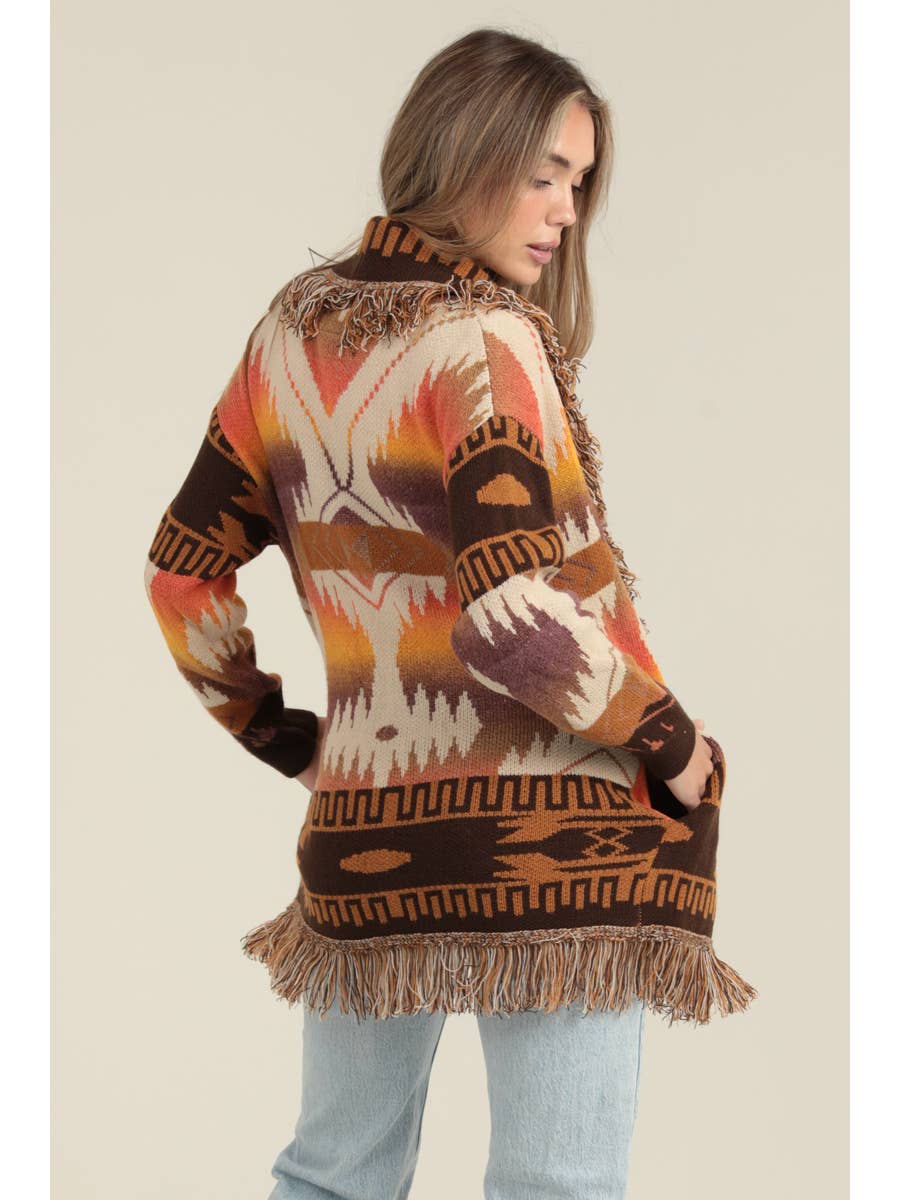 Fringe Aztec Cardi