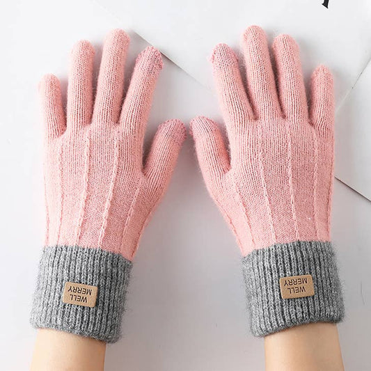 Pink Knitted Gloves