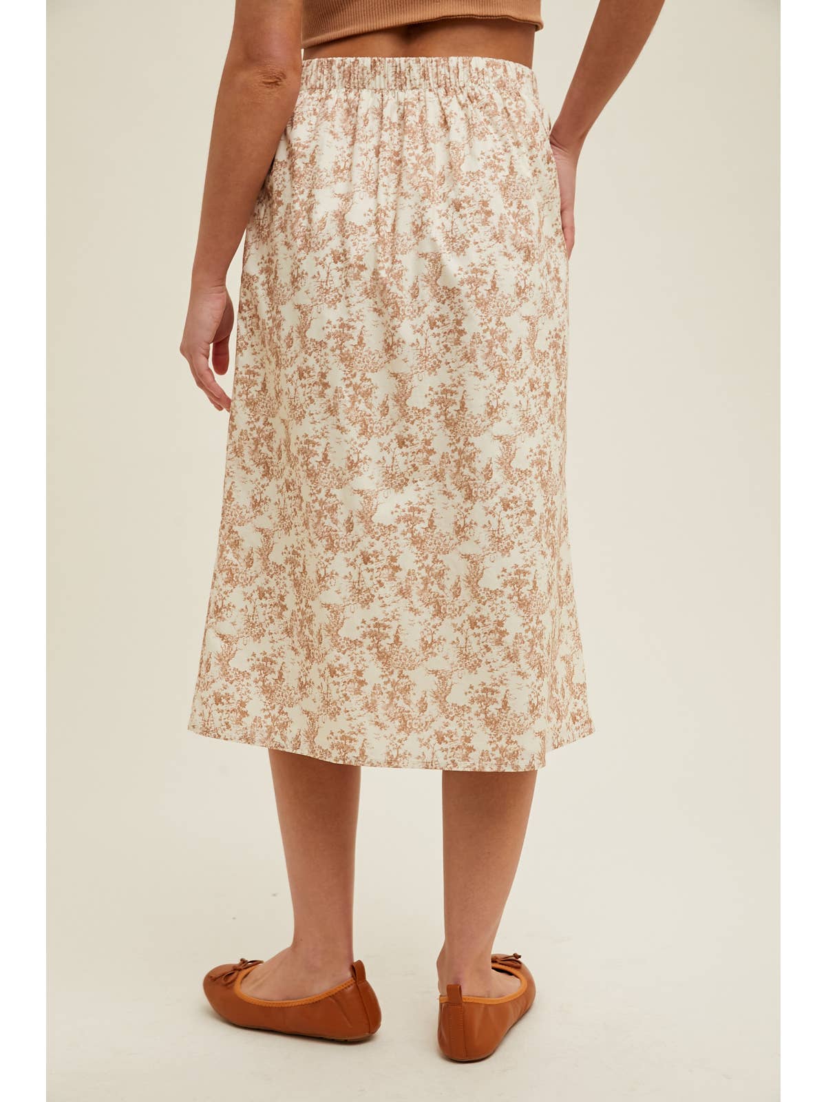 Floral Midi Skirt with Front Slit