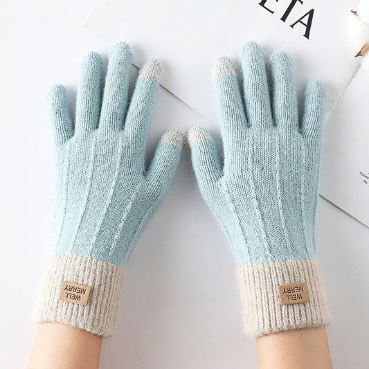 Blue Knitted Gloves