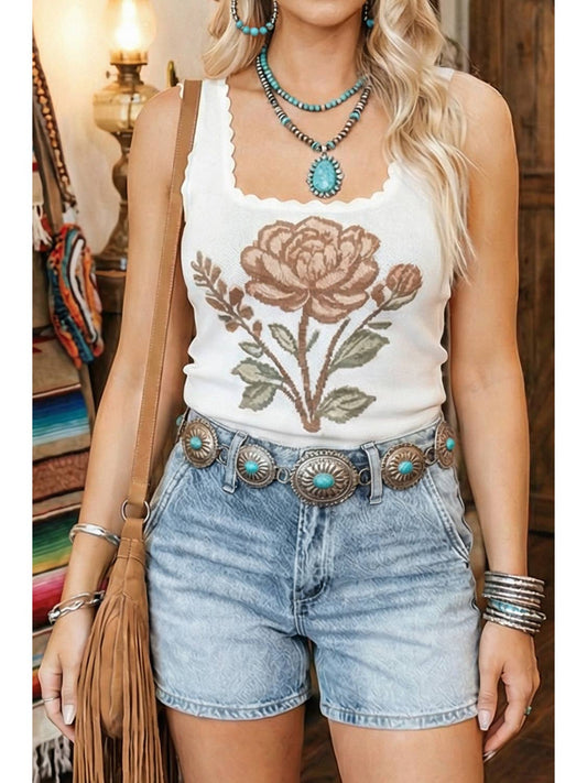 Floral Scallope Sweater