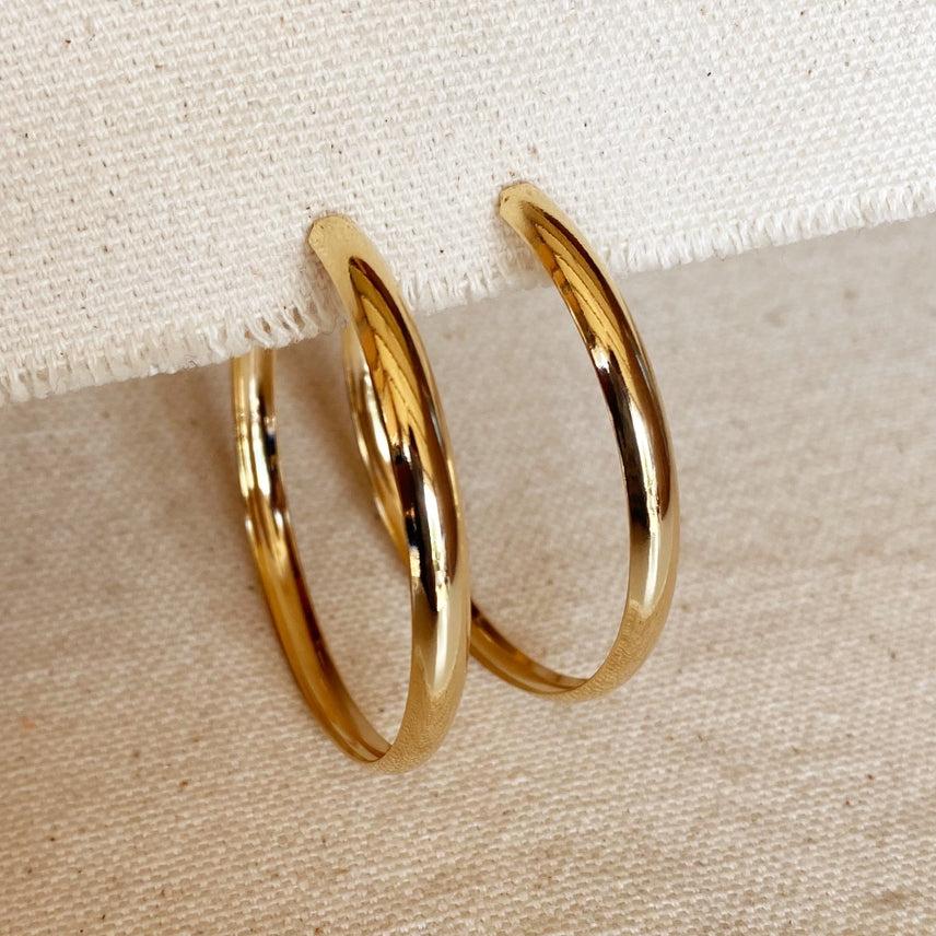 18k Gold Hollow Hoops