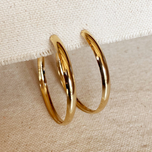 18k Gold Hollow Hoops