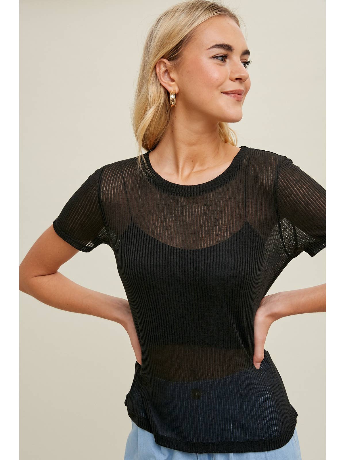 Semi Sheer Knit Top