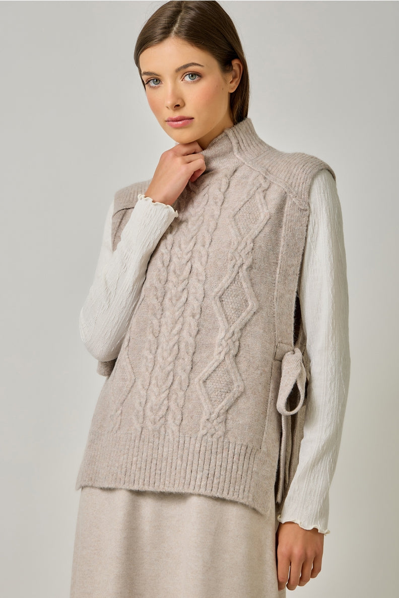 Cable Knit Side Tie Vest