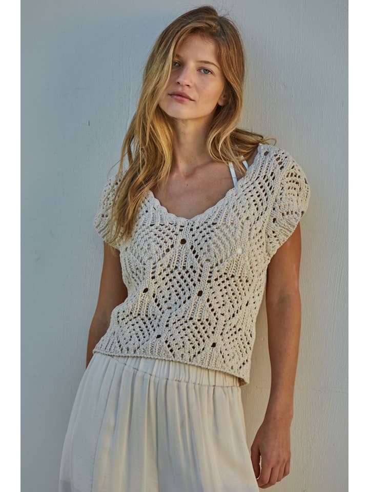 Crochet V Neck Sweater