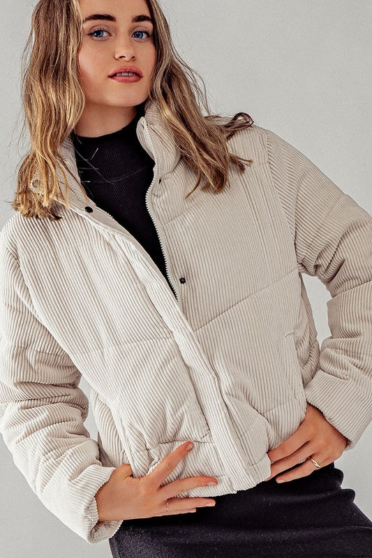 Corduroy Puffer Off White Jacket