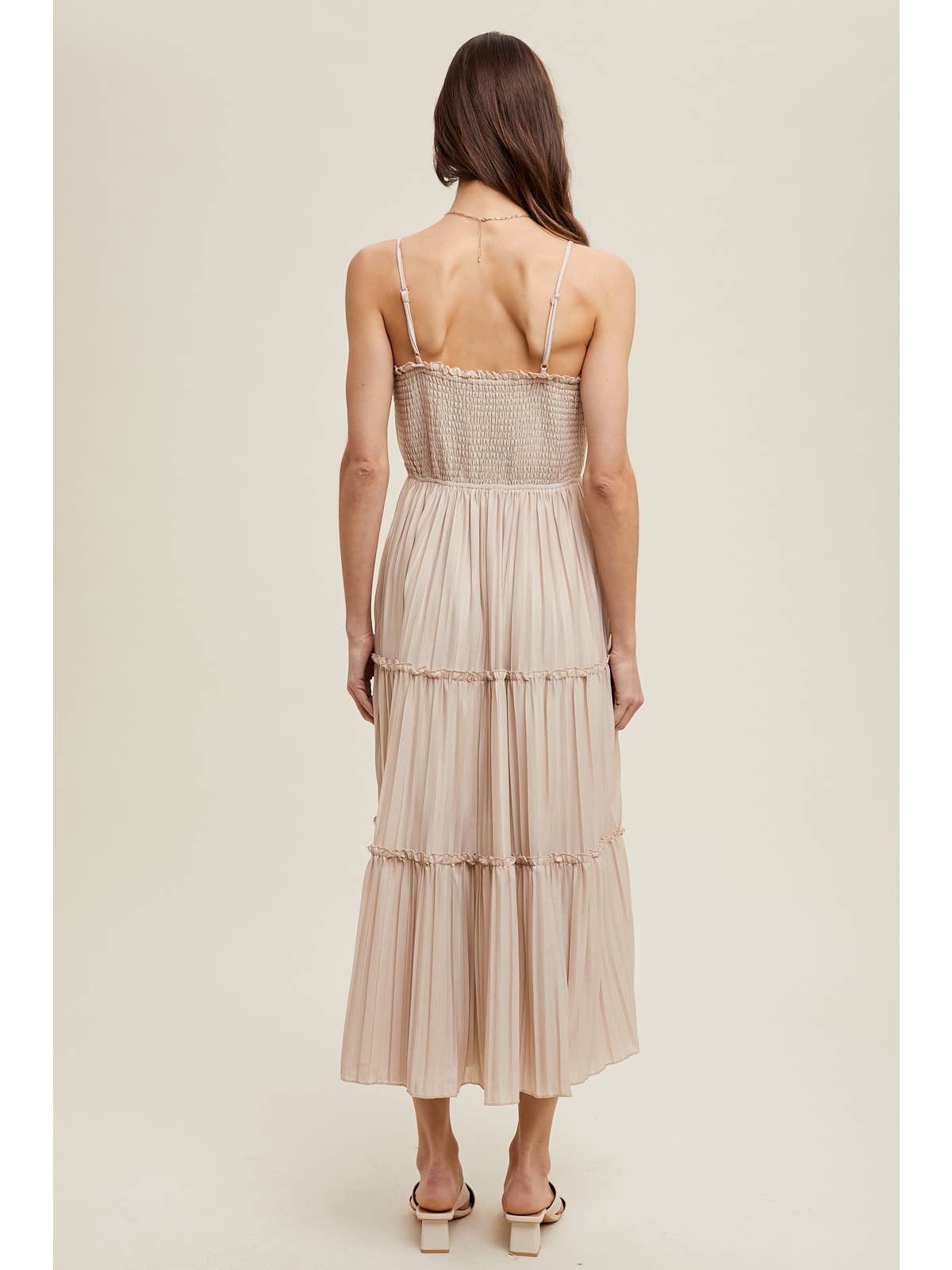 Pleated Tiered Maxi Dress with Ruffle Detail