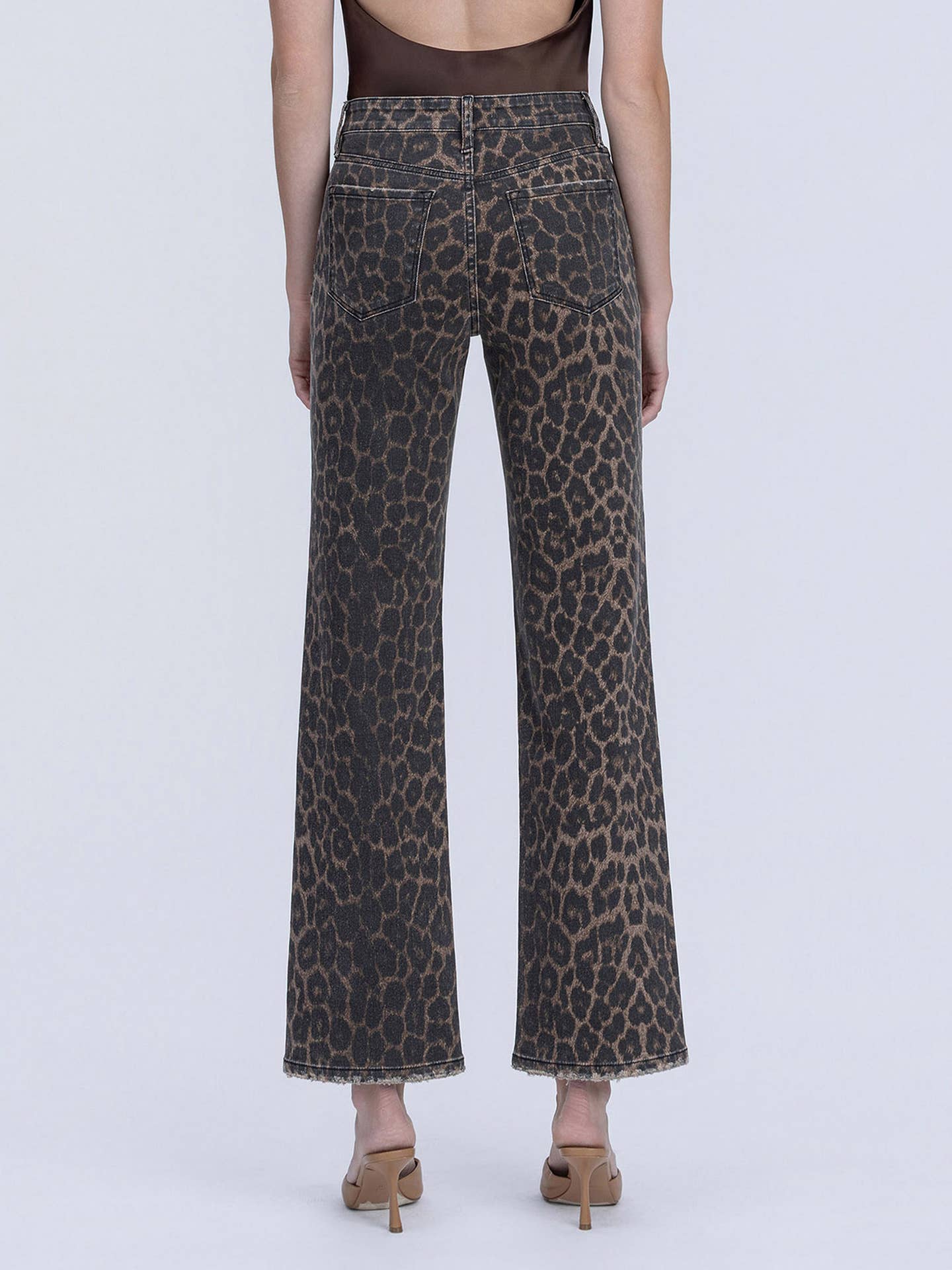 Leoparad Print Slim Wide Jean