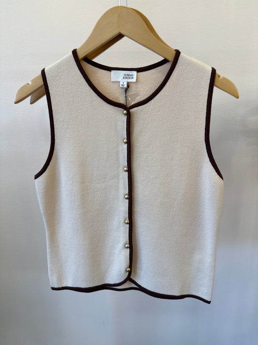 Crew Neck Button Vest