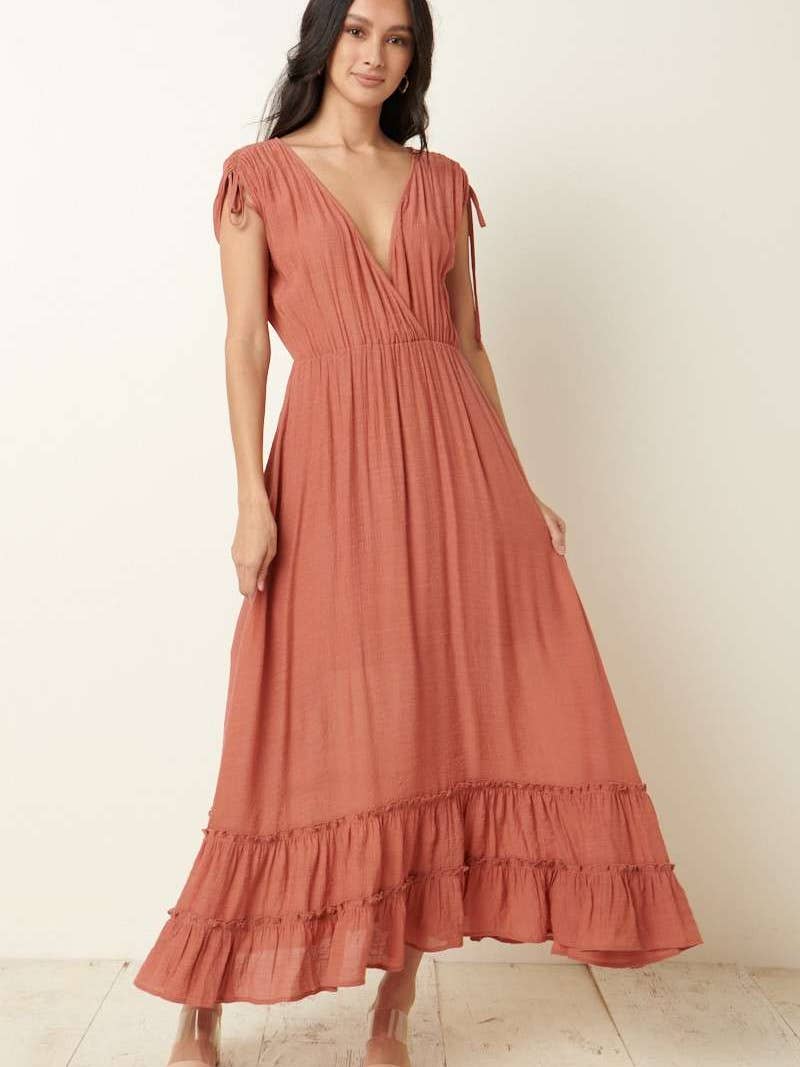 Gauze Ruffle Maxi Dress