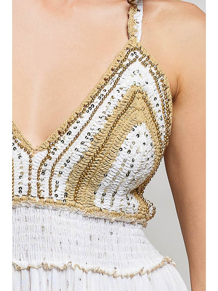 Crochet V Neck Maxi Dress