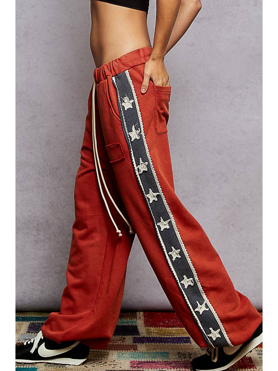 Striped Star Patch Joggers