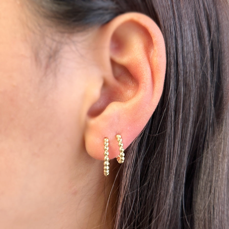 13mm Beaded C-Hoop Earrings