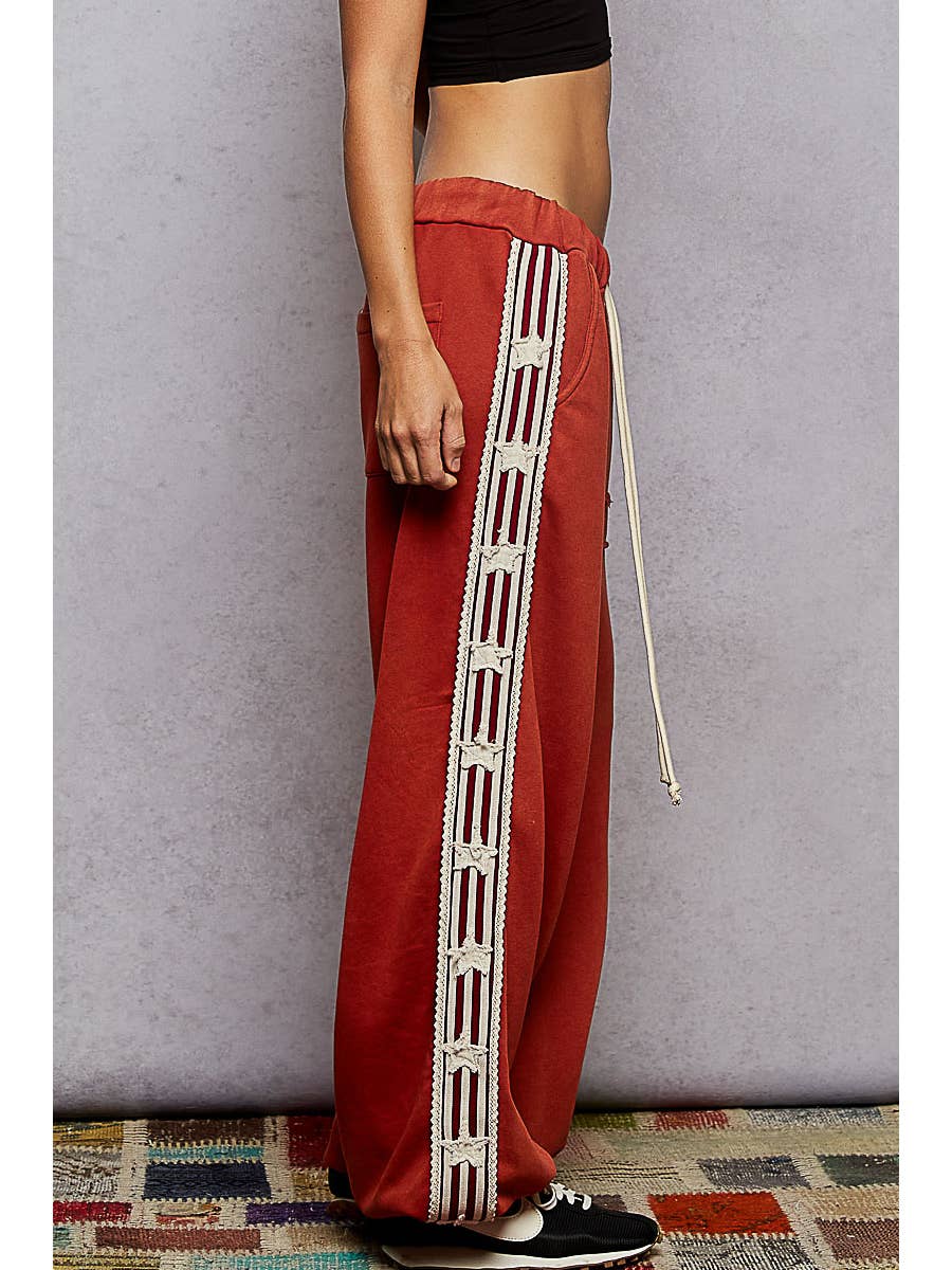 Striped Star Patch Joggers