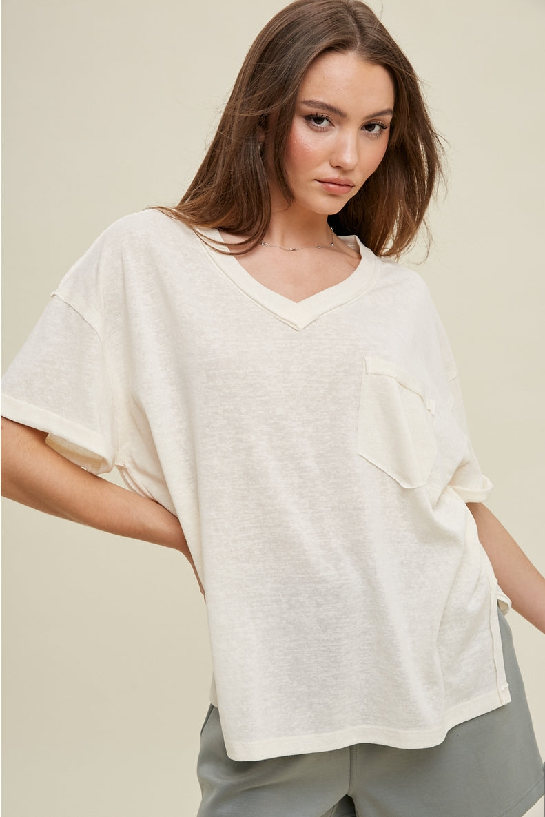 Oversized Raw Edge Top