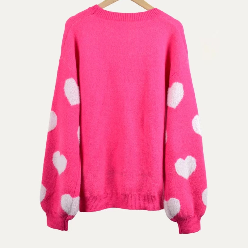 Pink Eyelash Knit Valentine's Sweater