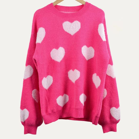 Pink Eyelash Knit Valentine's Sweater