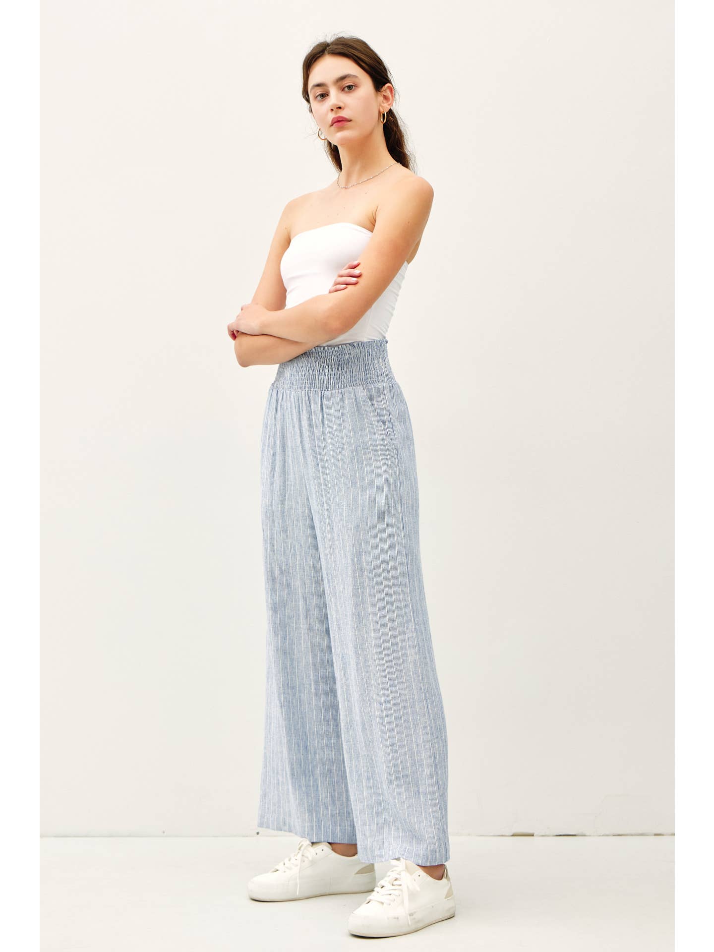 Striped Linen Wide Leg Pant