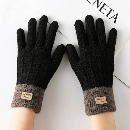 Black Knitted Gloves