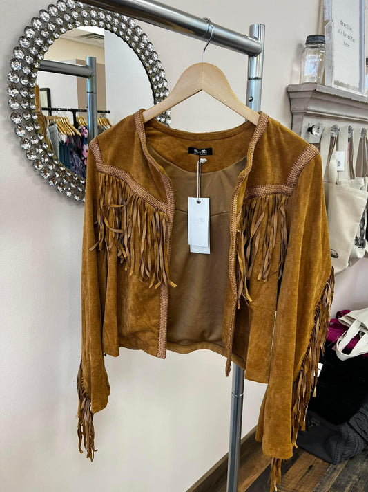 Faux Suede Jacket Fringe