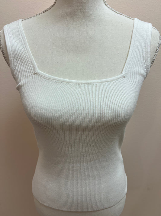 Sleeveless Square Neck Sweater White