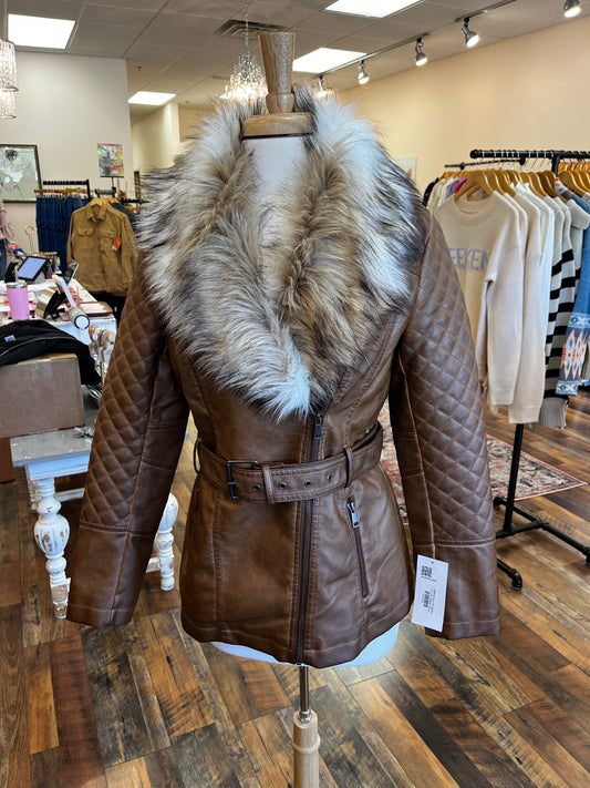 Belted Faux Fur Jacket