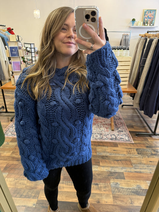 Listicle Chunky Navy Sweater