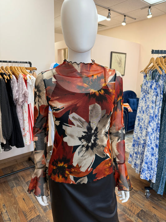 Floral Flare Mock Top