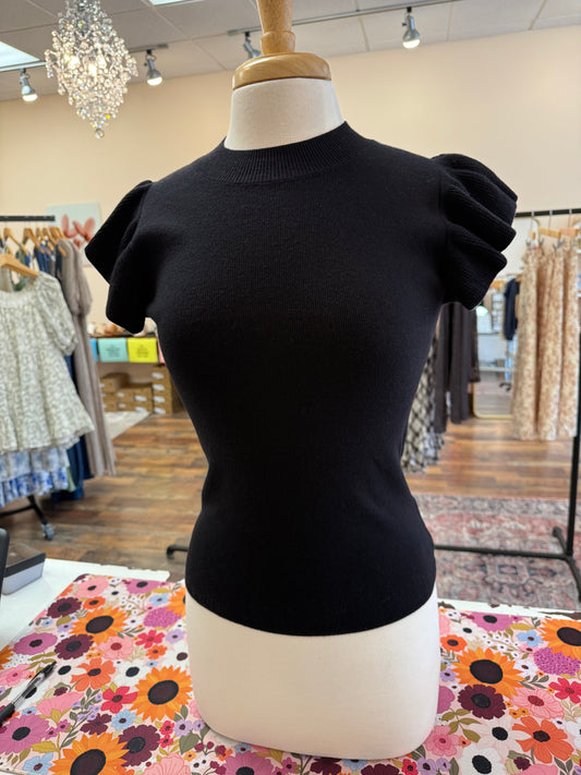 Mock Neck Ruffle Top