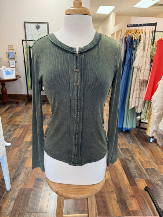 Ribbed Button Down Top
