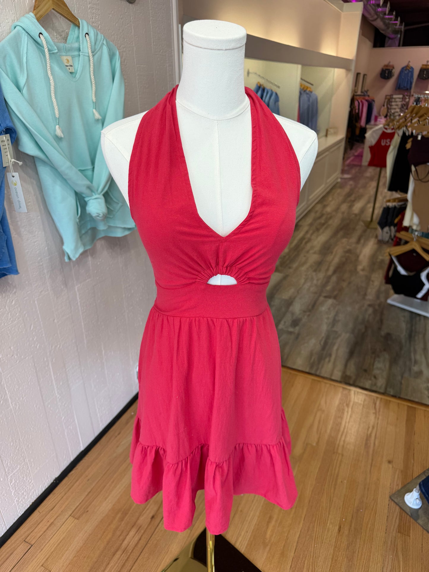 Cotton Halter Mini Dress