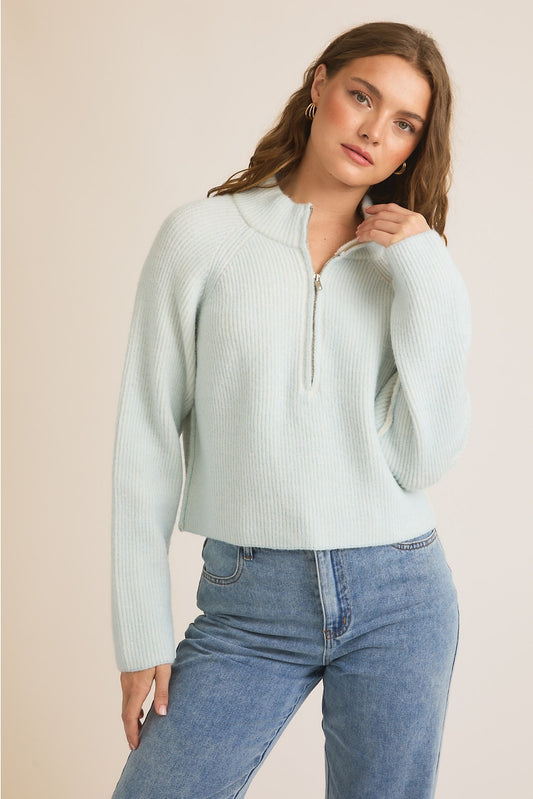 Mock Neck Zip Up Sweater