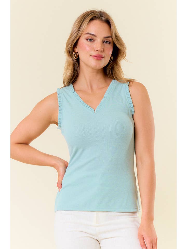 V Neck Frilled Tank
