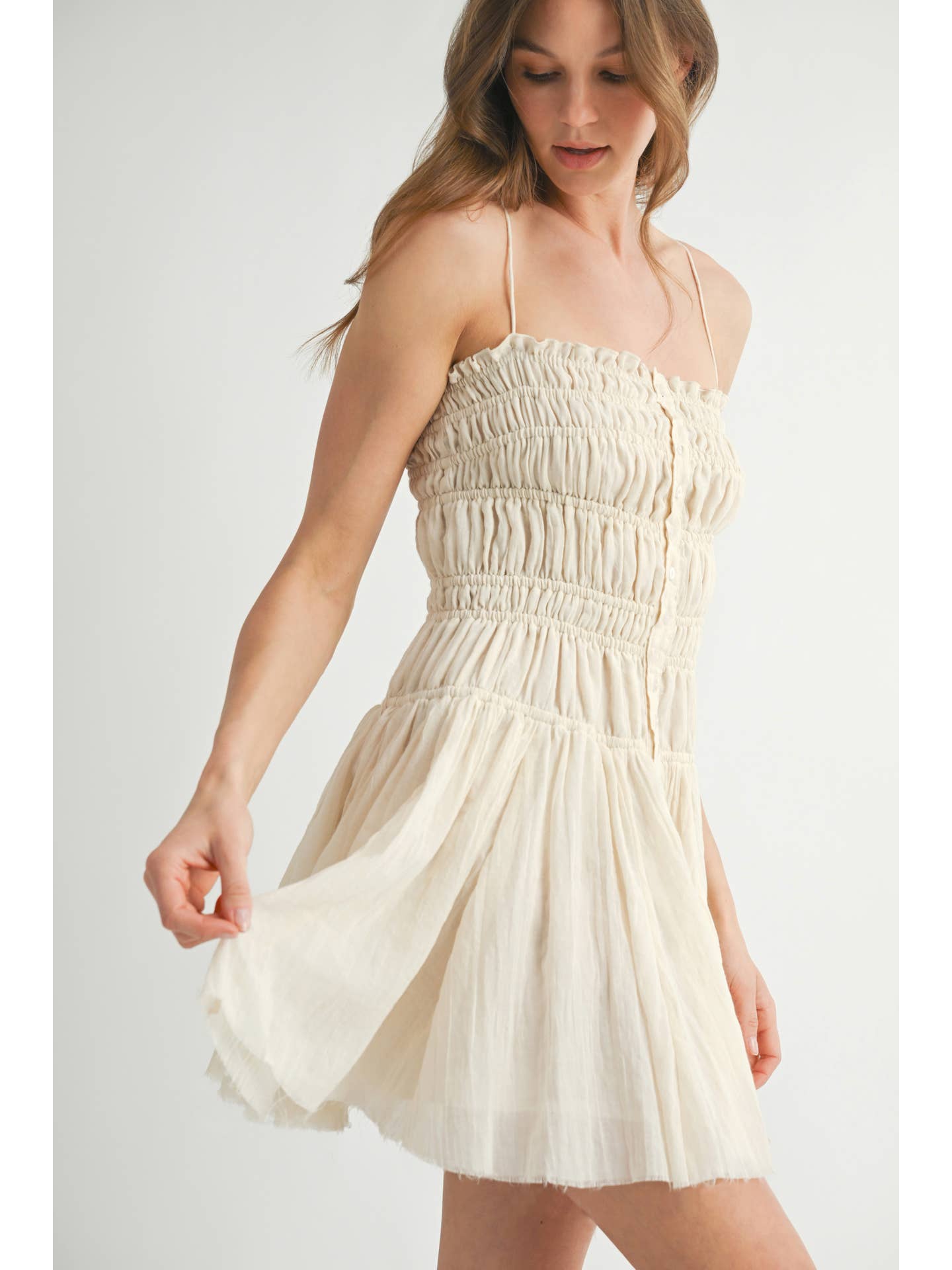 Chinched Ruffle Mini Dress/Tank
